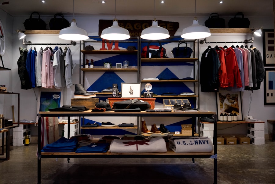 Retail store interior with product displays